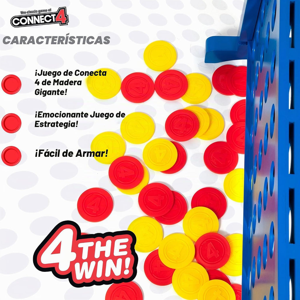 EastPoint Giant Wood Connect 4 Jumbo Yard Game, 42 piezas, bolsa de