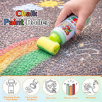 Juego de 18 piezas de pintura en polvo lavables para acera, pintura en polvo, rodillos de pintura de agua, 3 colores, juguete de arte para exteriores, para entrada, acera, pizarra (rojo, verde