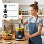 OLIXIS Procesador de alimentos 10.5 tazas, 600 W potentes procesadores de alimentos con 5 cuchillas, molinillo de carne apto para lavavajillas para rebanar, triturar, picar, amasar, para carne