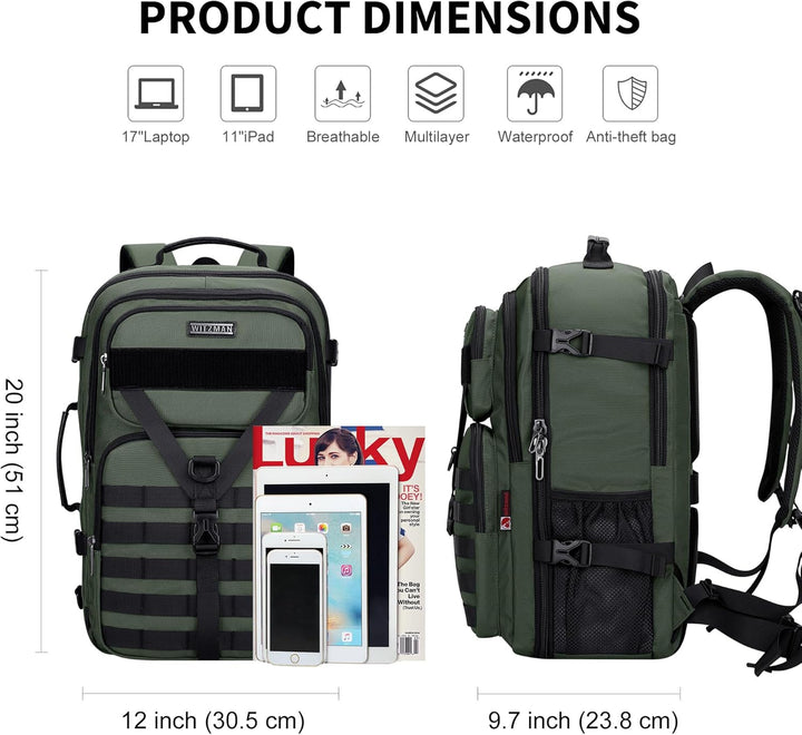 WITZMAN - Mochila de viaje para llevar a bordo para hombres, conver...
