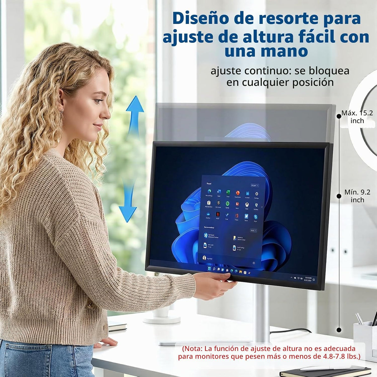 Soporte de monitor VESA de aluminio para monitor Peso 4.8-7.8 lb