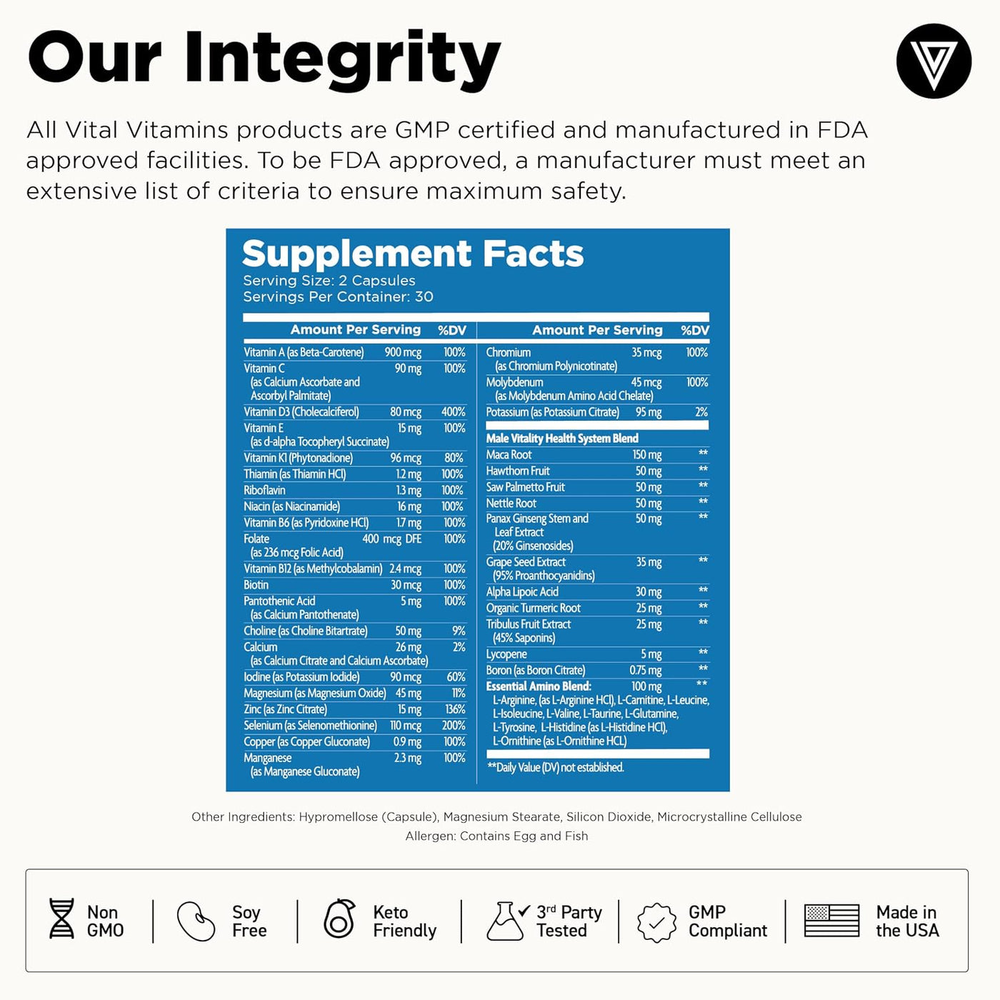 Vital Vitamins Complejo multivitamínico para hombre, fabricado con...
