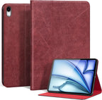 Funda de Cuero de Grano Completo para iPad Air 11" M4/M3/M2 y 10.9", Rojo
