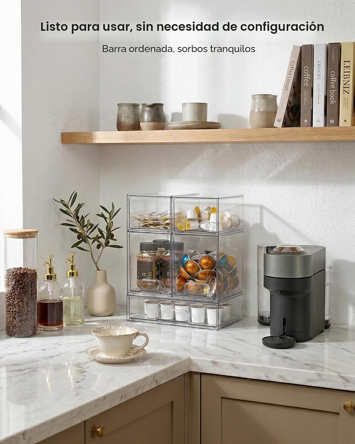 Vtopmart Clear Stackable Storage Drawers Set de 5, Plastic Organizer Bins