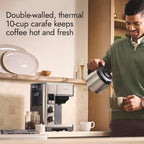 Lotus Cafetera con escala molida, cafetera programable de 10 tazas, The Top Drip, 1500 vatios, acero inoxidable, serie profesional, LTSCM500