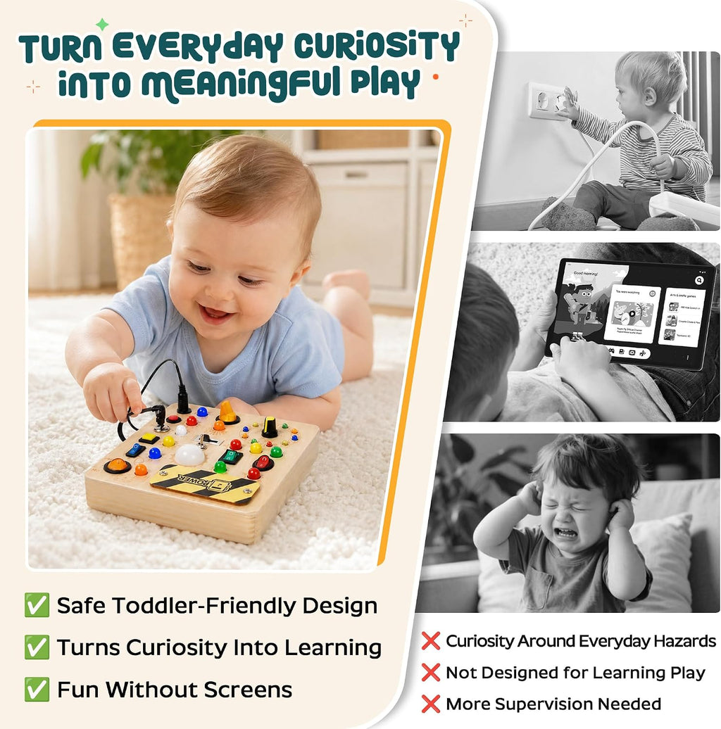 Tablero ocupado para niños pequeños, juguetes Montessori con interruptores