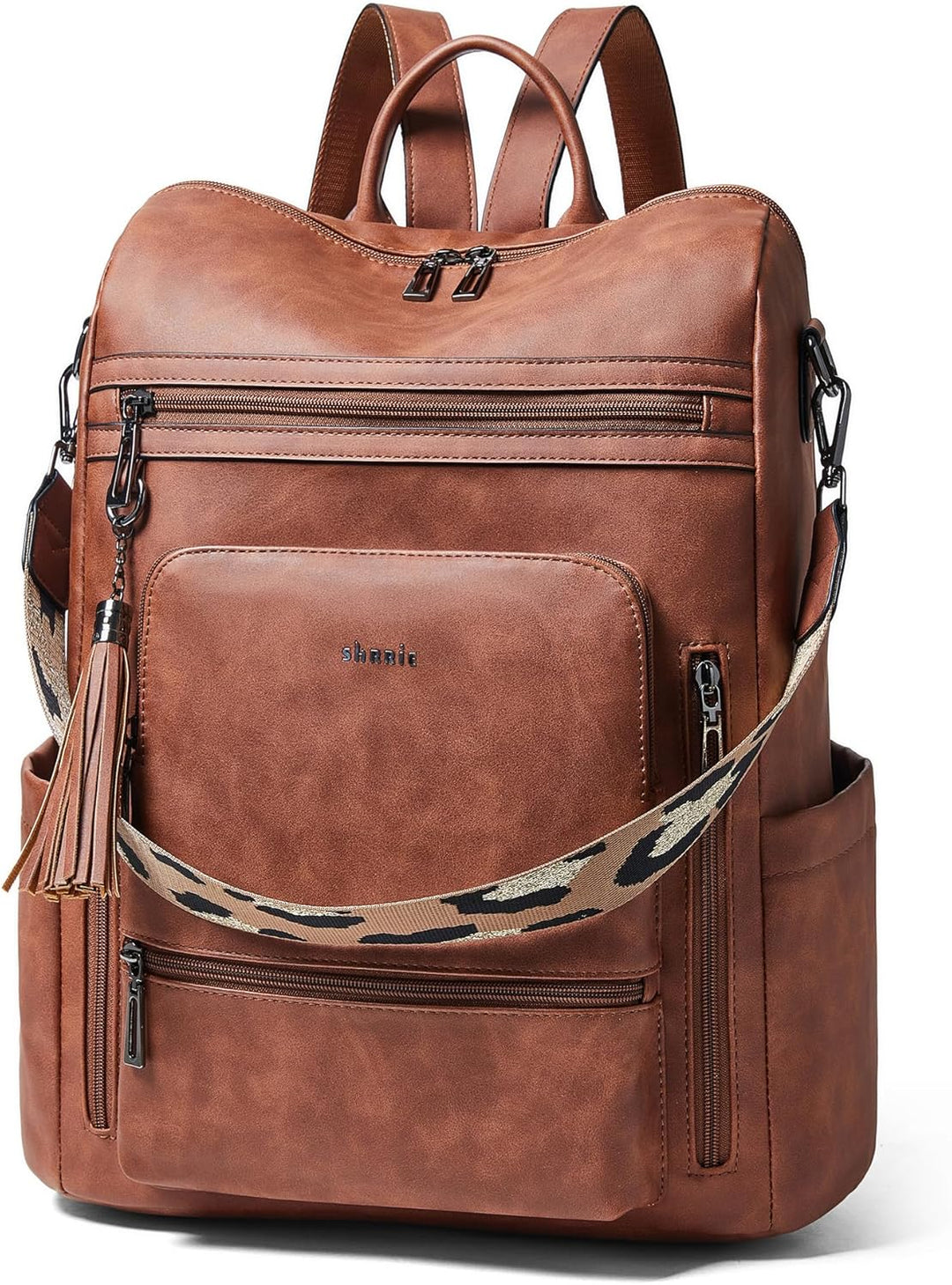 Shrrie Mochila de cuero vegano para computadora portátil para mujer...