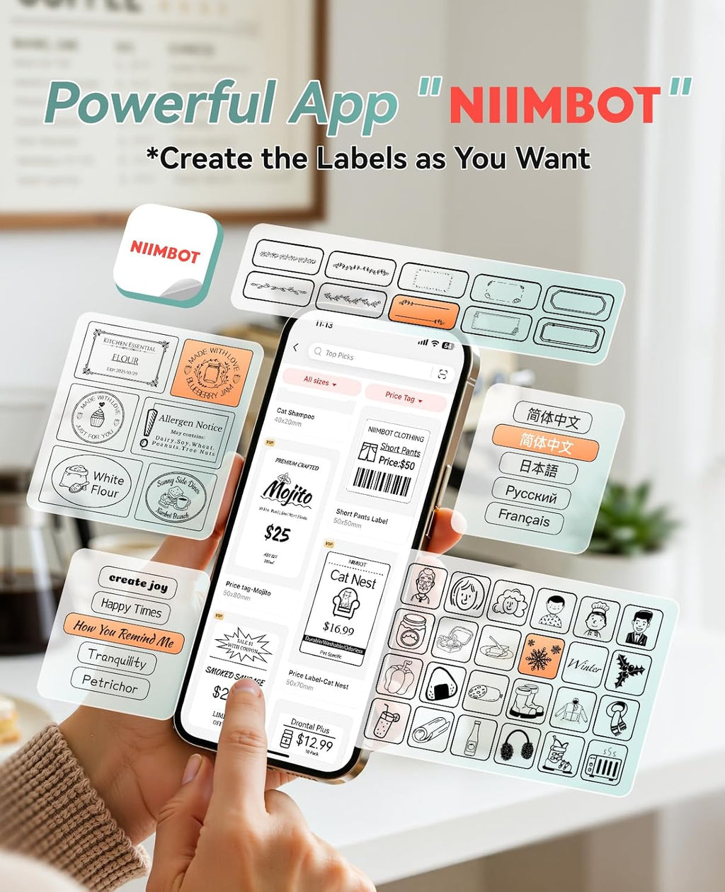 NIIMBOT Máquina etiquetadora B2 con cinta para oficina en casa, gris y