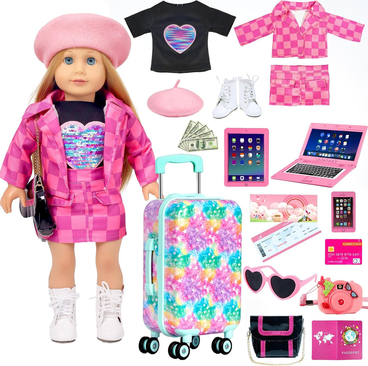 Ropa de muñeca americana de 18 pulgadas, accesorios de ropa