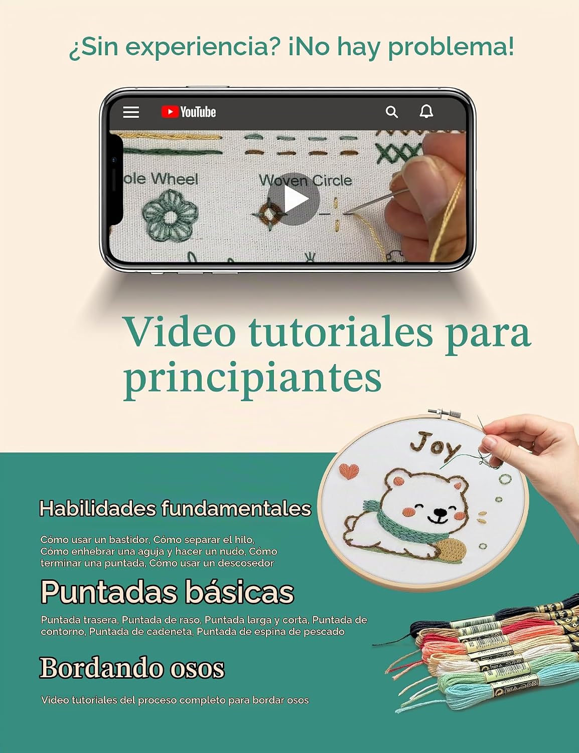 Bradove Kit de bordado de osos para principiantes con patrones