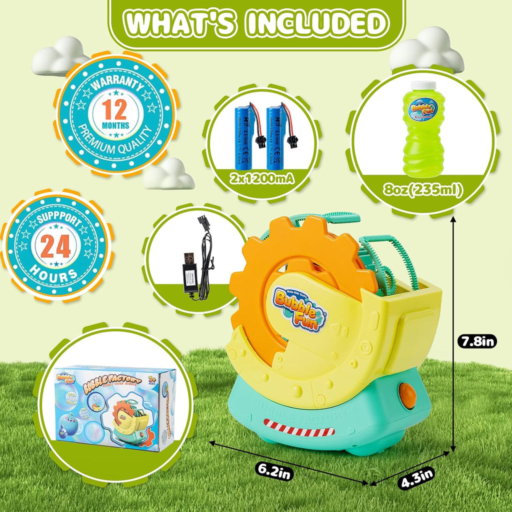 Máquina de burbujas recargable para niños, burbujas grandes con burbujas en