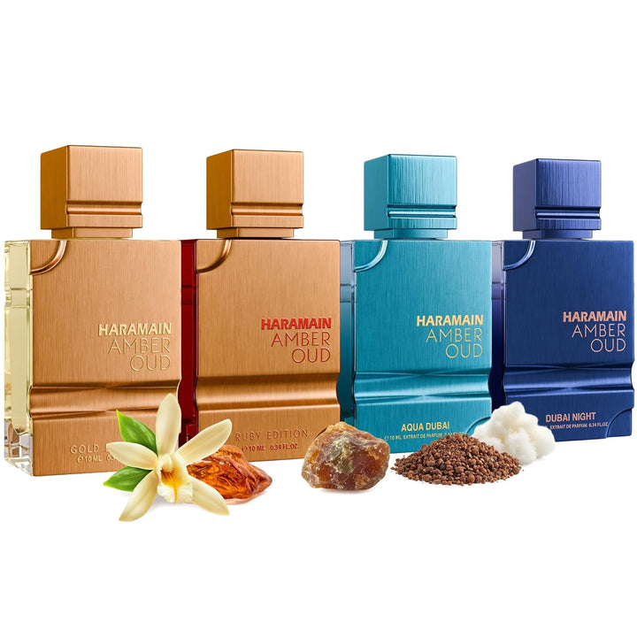 Al Haramain Amber Oud Eau de Parfum 4 piezas 0.3 fl oz cada mini ju...