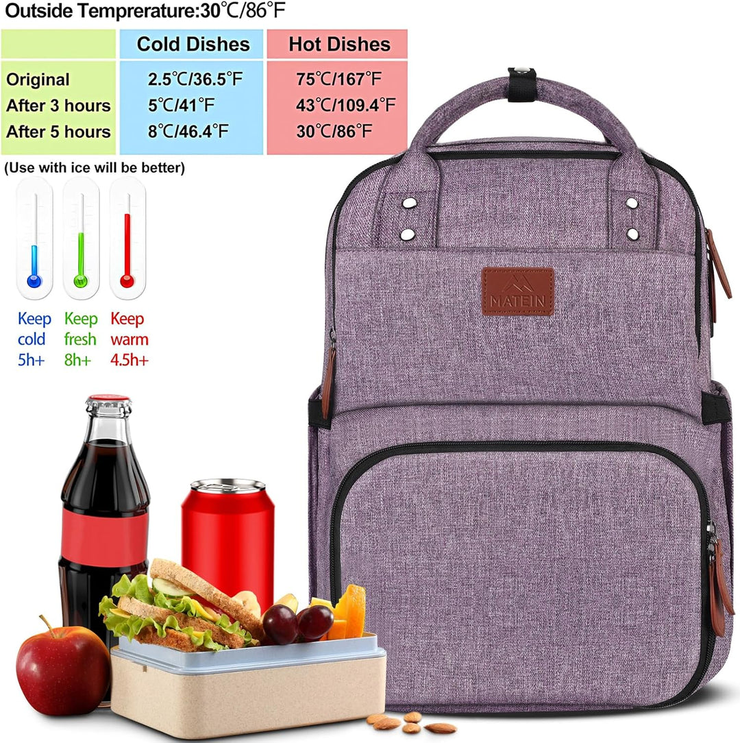 MATEIN - Mochila para mujer con compartimento para almuerzo, mochil...