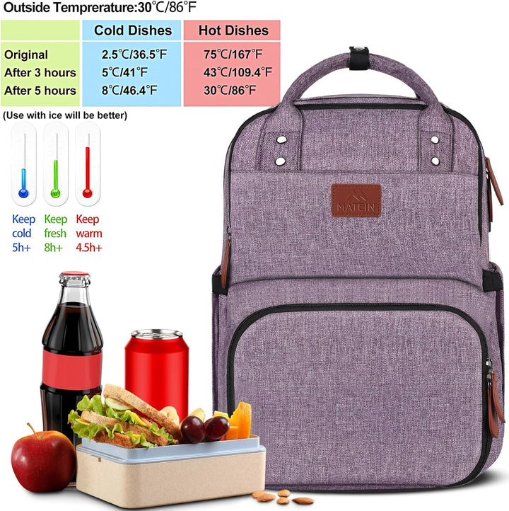 MATEIN - Mochila para mujer con compartimento para almuerzo, mochil...