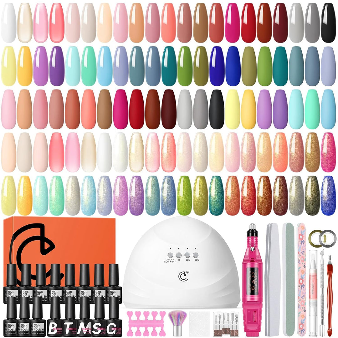COSCELIA Kit de esmalte de uñas en gel de 53 piezas con luz UV y ki...