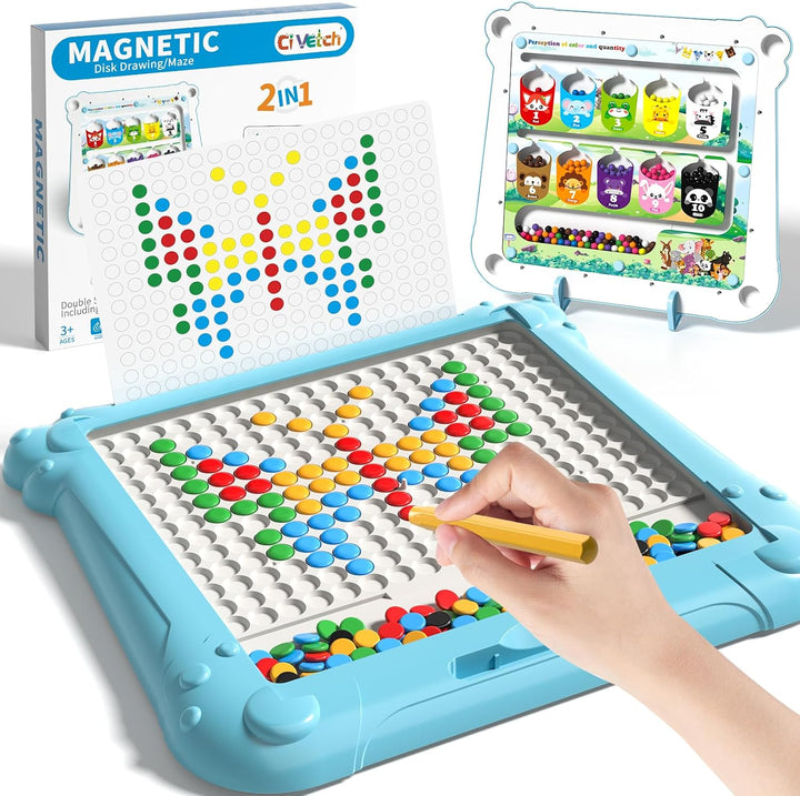 Tablero de dibujo magnético grande 2 en 1 para niños pequeños, labe...