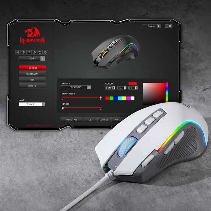Redragon M612 RGB Ratón para juegos con cable, ratón óptico de 8000...