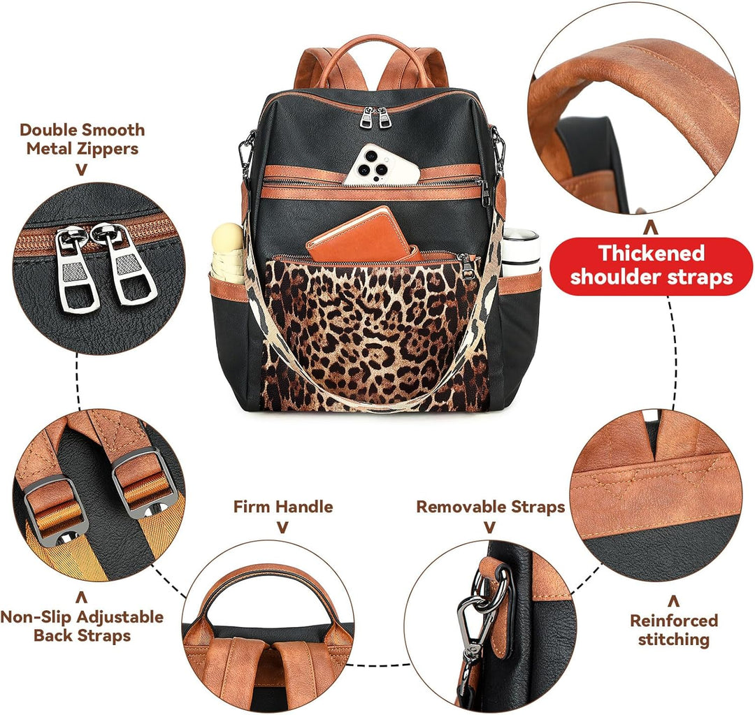 Mochila de cuero vegano AGLOD para laptop de 15.6 pulgadas para muj...