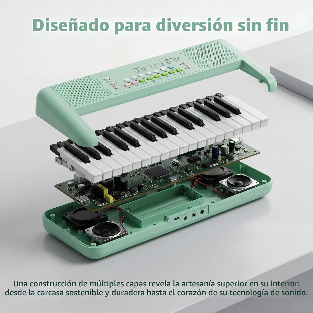 Piano de teclado de 32 teclas para niños con micrófono y altavoces