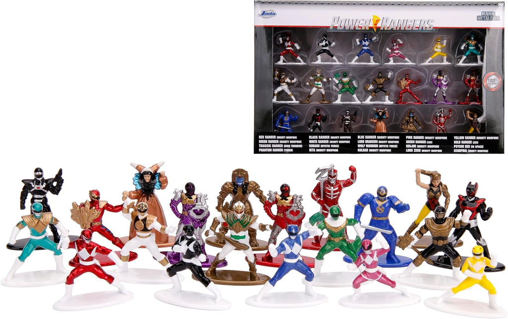 Jada Power Rangers - Figuras coleccionables de metal fundido a presión de 1.65 pulgadas, paquete de 20, juguetes para niños y adultos