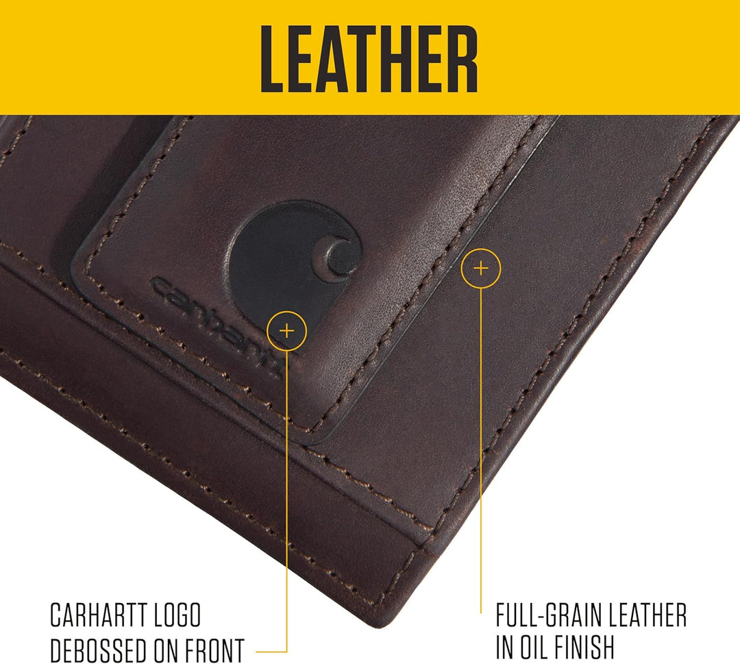 Carhartt Carteras duraderas de cuero marrón aceitado para hombre, d...