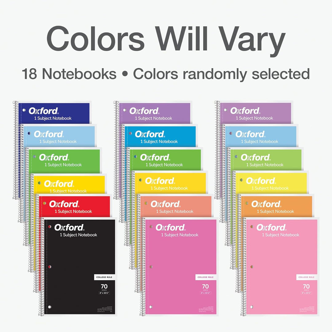 Oxford Cuadernos de espiral paquete a granel de 18
