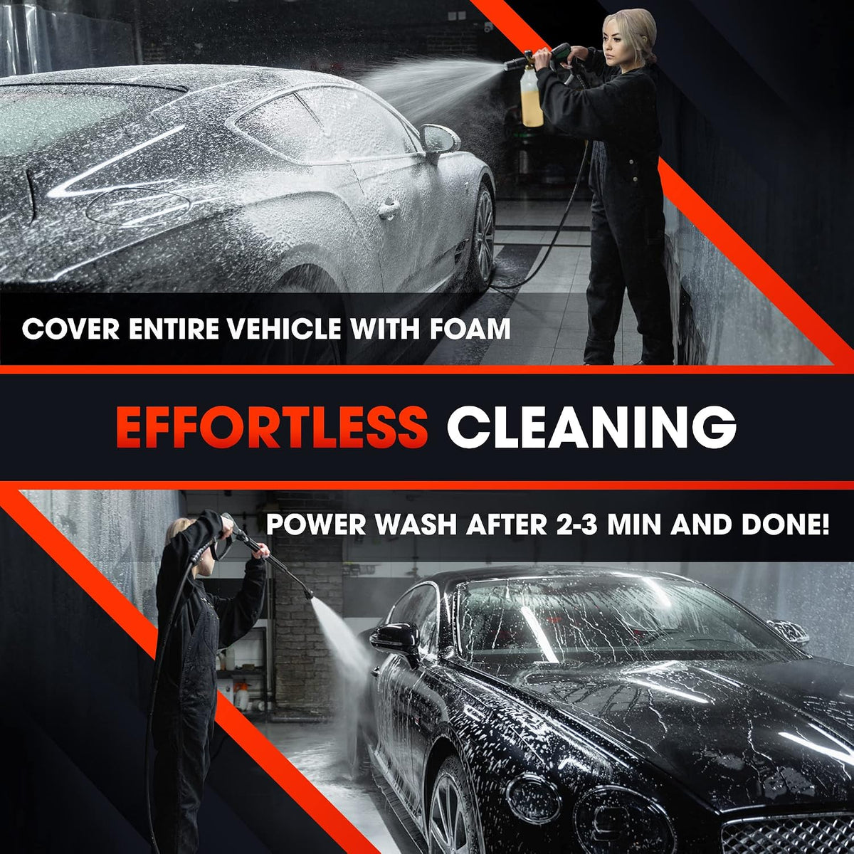 Swift - Champú para lavado de autos sin contacto (1 galón), no requiere cepillado, jabón de coche de alta espuma, para trabajo pesado, detergente automotriz para cañón de espuma, funciona en