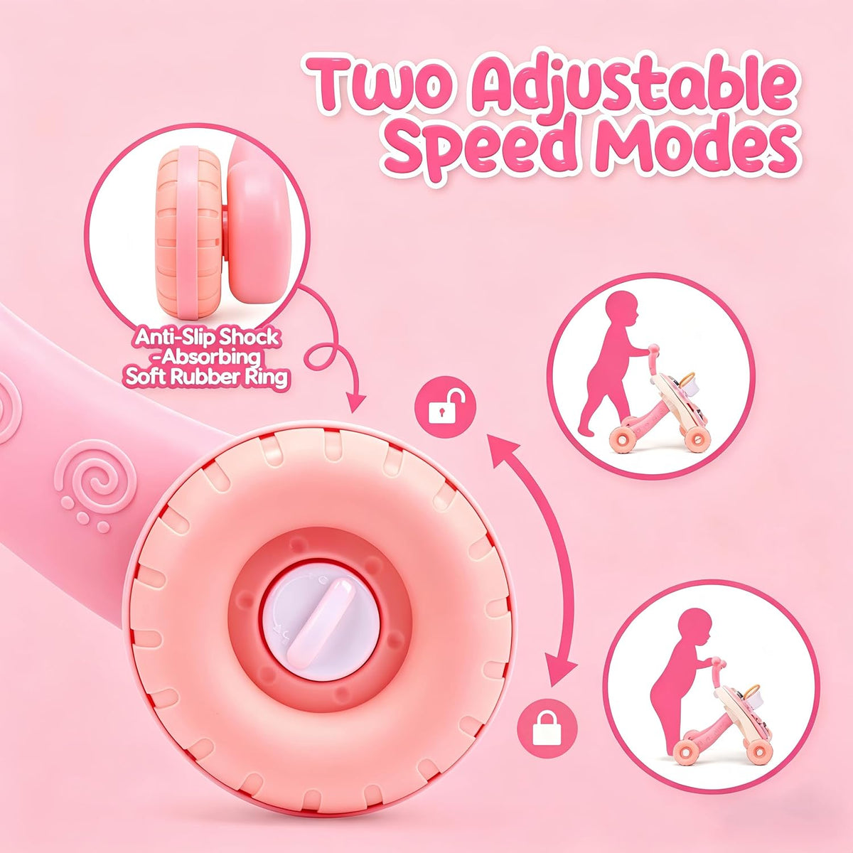 CUTE STONE Andador de bebé 2 en 1 para niñas, andador de aprendizaje para niños pequeños, juguetes educativos tempranos para empujar y caminar con centro de actividades desmontable para bebés de 12+