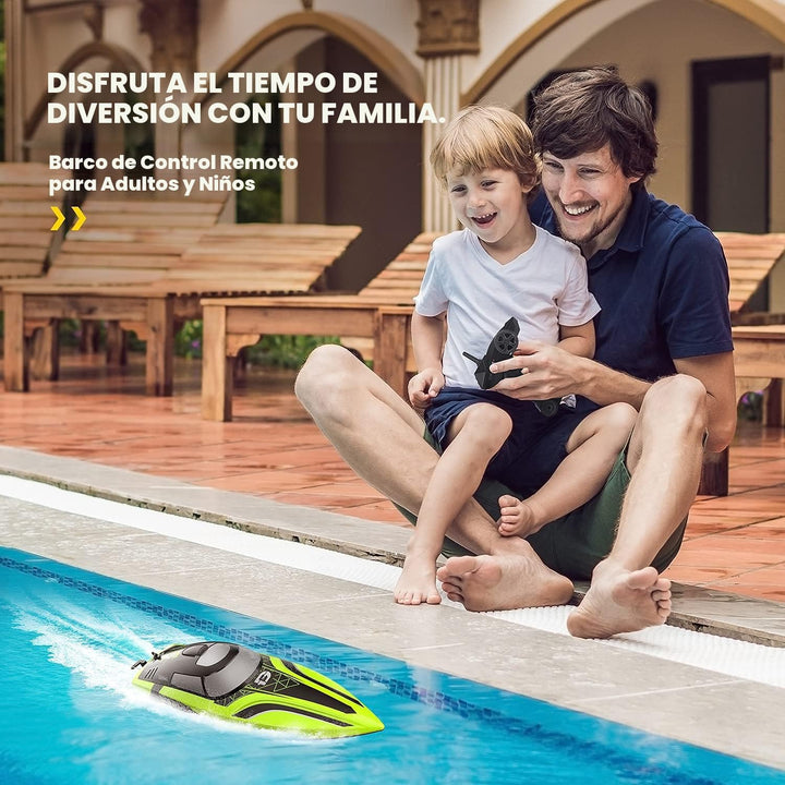 DEERC Barco RC con luz LED, más de 30 minutos, barco de control rem...