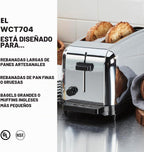 Waring Commercial WCT704 Tostadora Emergente de Servicio Ligero de 4 Rebanadas con Rancha Extra Larga, 120V, Enchufe 5-15 Phase