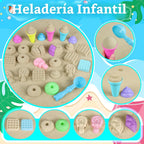 RACPNEL Juguetes de playa con cubos plegables, castillo de helado para