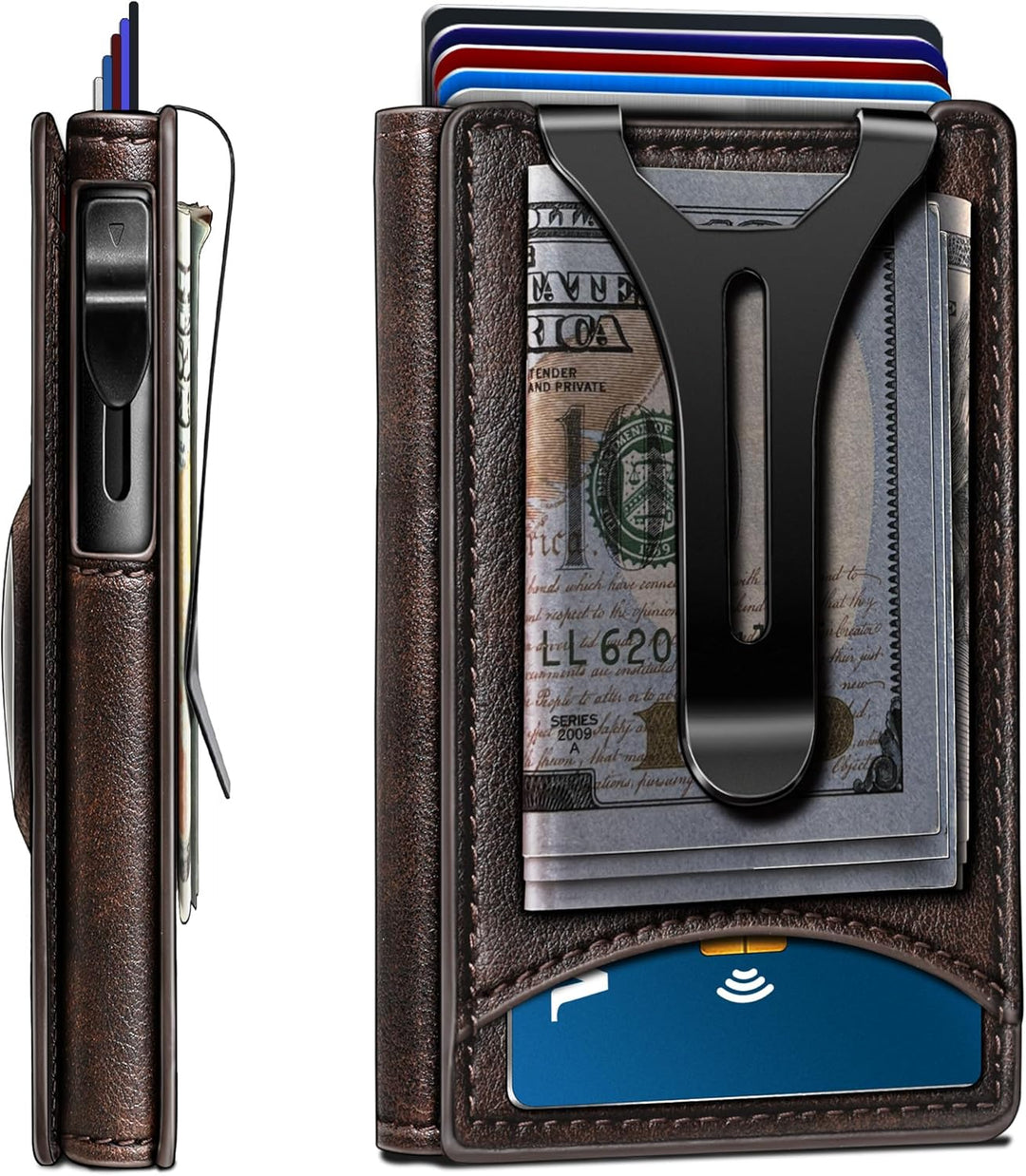 BULLIANT Billetera con clip para dinero, billetera delgada para reg...
