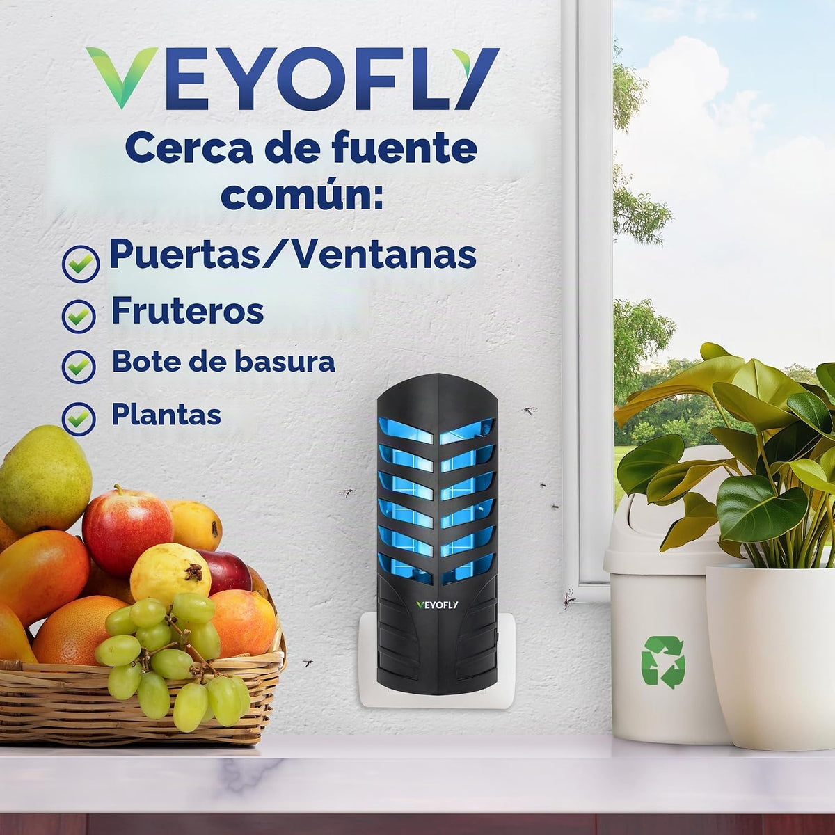 VEYOFLY Trampas para moscas de frutas para interiores enchufables UV