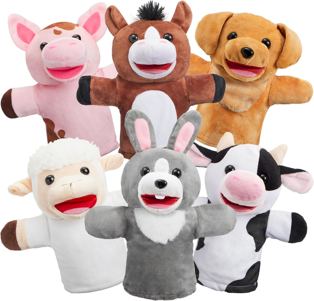 JOYIN Juego de 6 marionetas de mano para niños con boca funcional