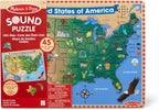 Melissa & Doug – EE. UU. Mapa – Puzzle de rompecabezas de madera de sonido con efectos de sonido (40 Pcs)