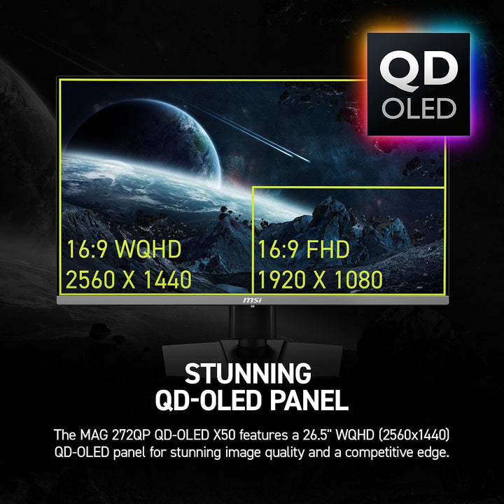 MSI MAG 272QP QD-OLED X50 Monitor de juegos de 26.5 pulgadas, 2560...