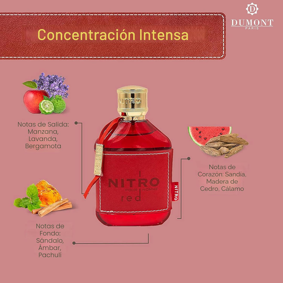 Dumont NITRO RED - 3.4 oz - Eau De Parfum - Perfume de lujo para ho...