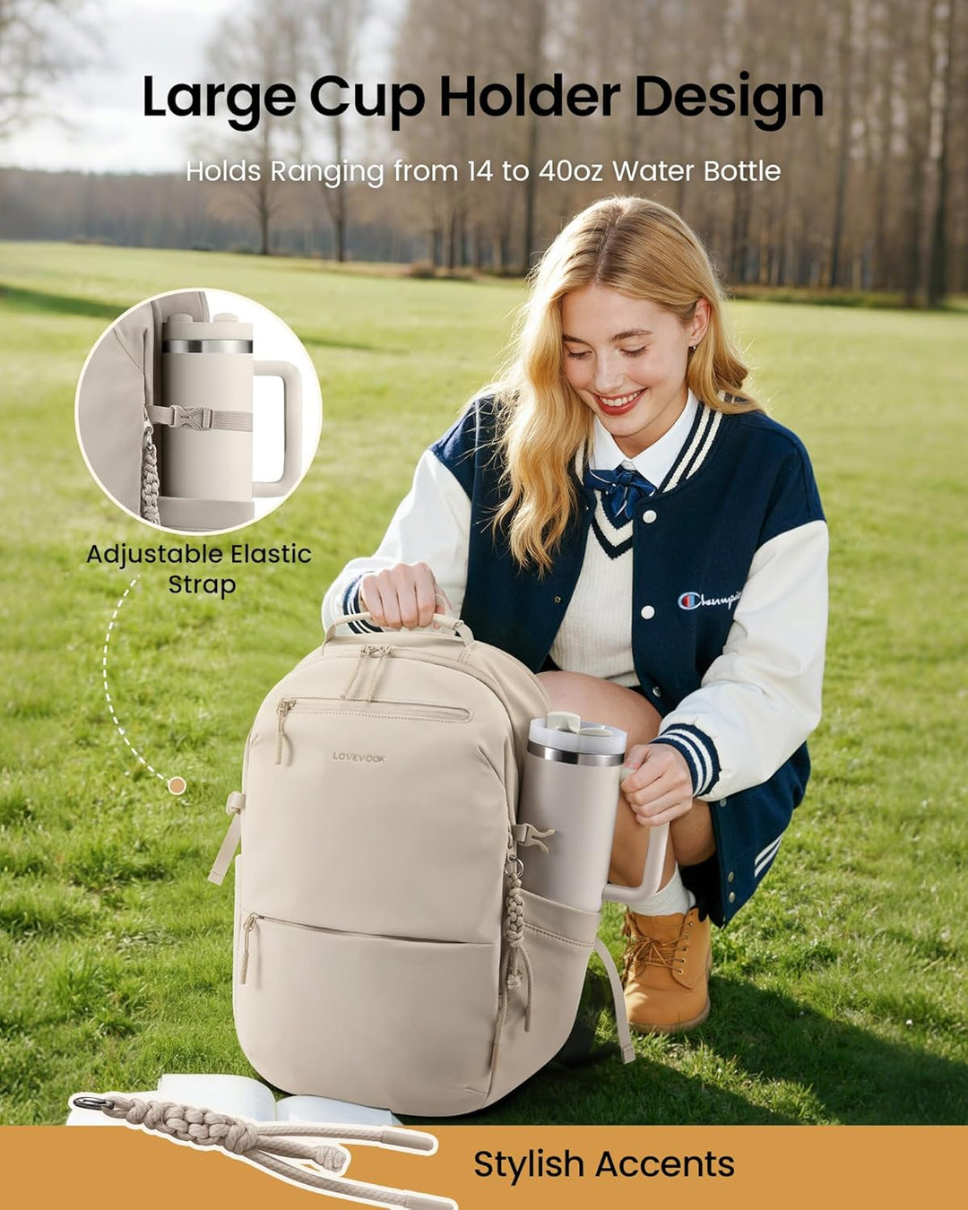 LOVEVOOK Mochila para laptop para mujer con soporte gigante para va...