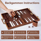 Backgammon Sets - Juegos de mesa clásicos de 11 pulgadas para 2 jugadores adultos, juego de estrategia de backgammon de viaje pequeño con funda de piel sintética de alta calidad, juego de