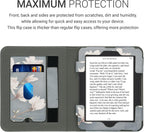kwmobile Funda compatible con Barnes & Noble Nook Glowlight 4 / 4e - Funda de piel sintética con cierre magnético, soporte, correa, ranura para tarjetas, magnolias gris pardo/blanco/azul gris