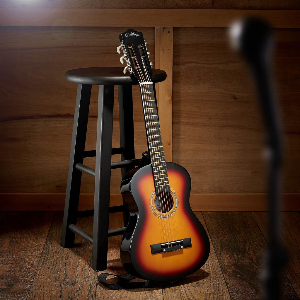 Ashthorpe Guitarra acústica infantil de 30 pulgadas (Sunburst), kit de inicio para principiantes con bolsa de concierto, cuerdas adicionales, correa, púas y lecciones