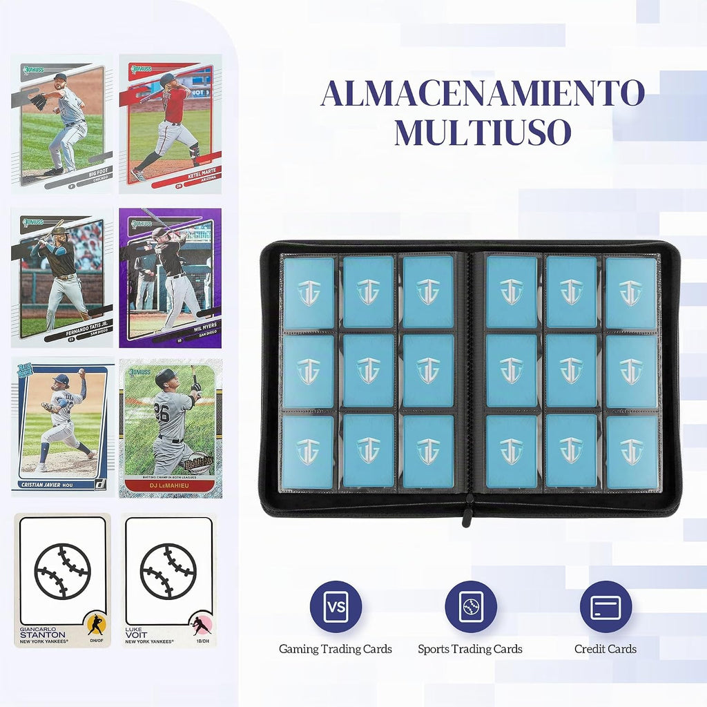 Carpeta para Tarjetas de Intercambio, Álbum de Tarjetas con 9 Bolsillos de Carga Lateral que Sostiene hasta 540 Tarjetas, Carpeta con Cremallera para Colección de Tarjetas, Soporte de Tarjetas