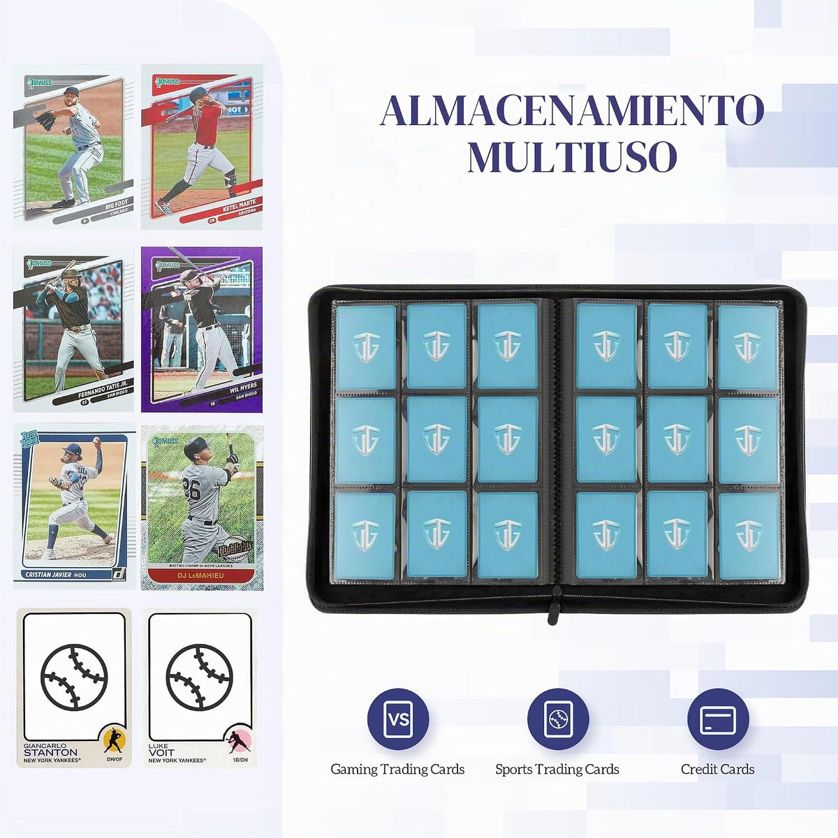 Carpeta para Tarjetas de Intercambio, Álbum de Tarjetas con 9 Bolsillos de Carga Lateral que Sostiene hasta 540 Tarjetas, Carpeta con Cremallera para Colección de Tarjetas, Soporte de Tarjetas