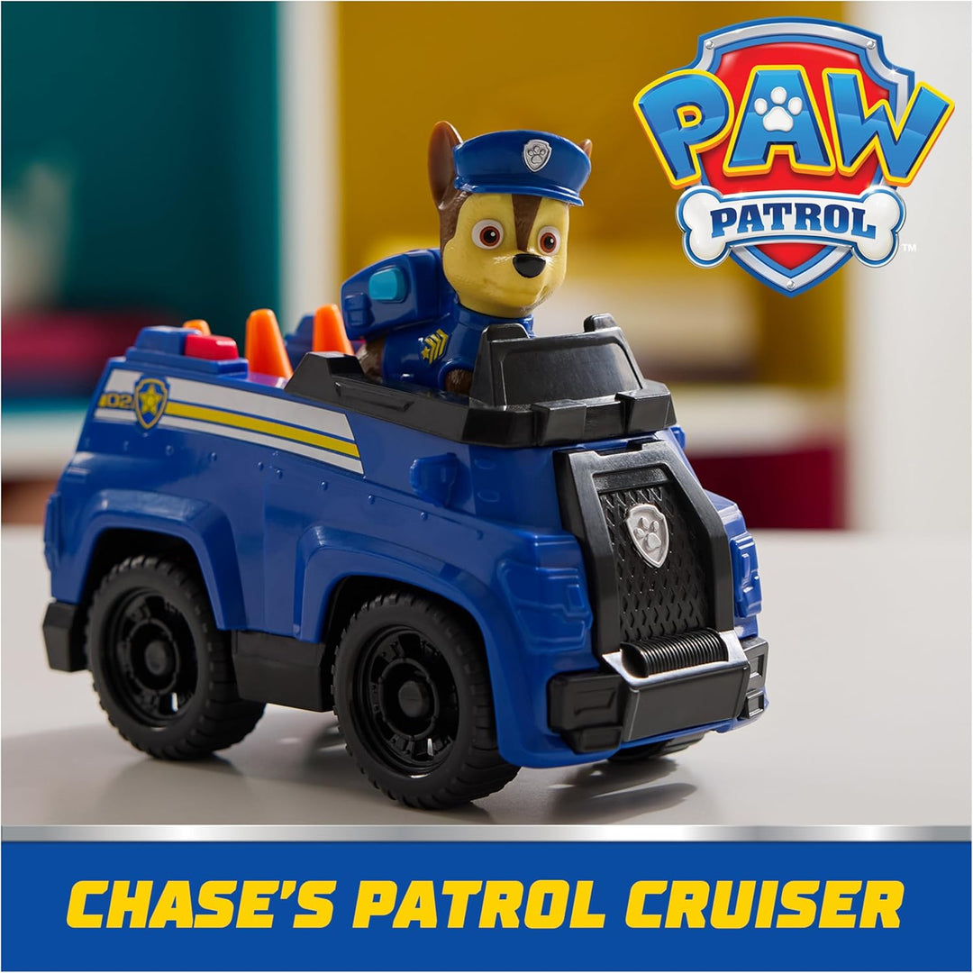PAW Patrol, Patrulla de Chase, Vehículo de juguete con figura de ac...