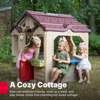 Step2 Charming Cottage Casita de Juegos para Niños, Club Infantil para Interior y Exterior, Sonidos Interactivos, Niños 2+ Años, Fácil de Montar