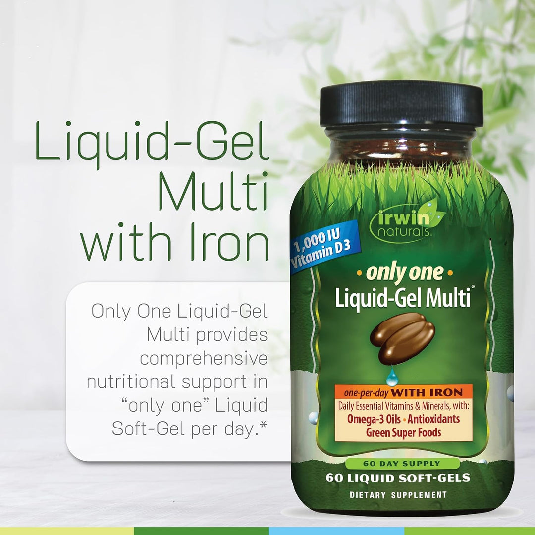 Irwin Naturals Only One Liquid Gel Multi con Hierro \u2013 60 Geles...