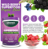 Greens+ Advanced Multi Wild Berry Superfood en polvo, mezcla orgáni...