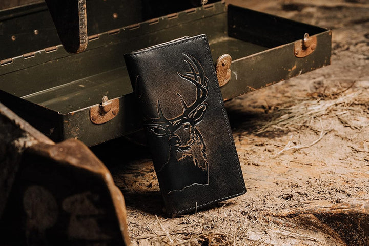 House of Jack Co. Cartera larga plegable de ciervo para hombres y h...