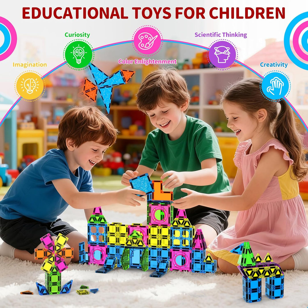 Ronqs 250 PCS Azulejos Magnéticos Educativos 3D STEM para Niños Blo...