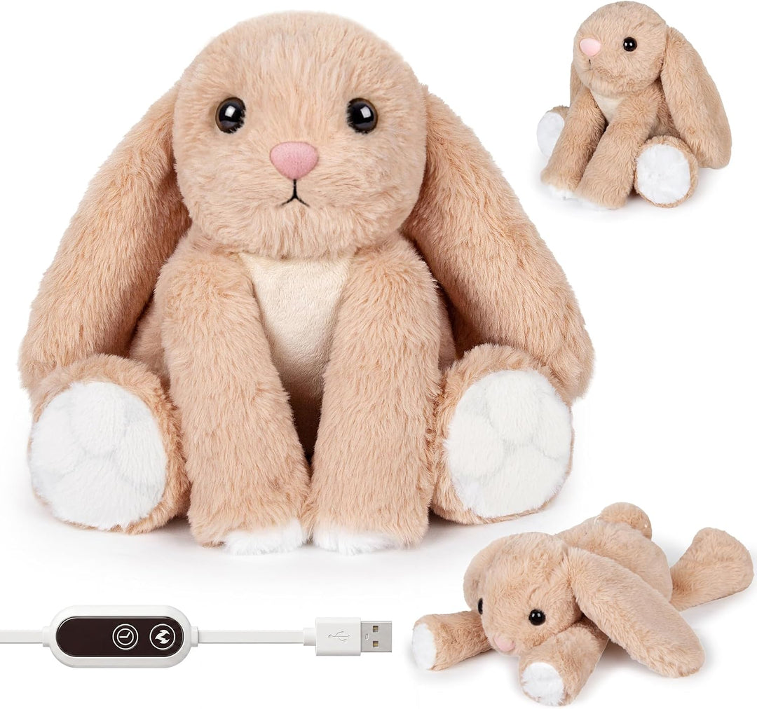Almohadilla térmica de conejo de felpa, animal de peluche eléctrico...